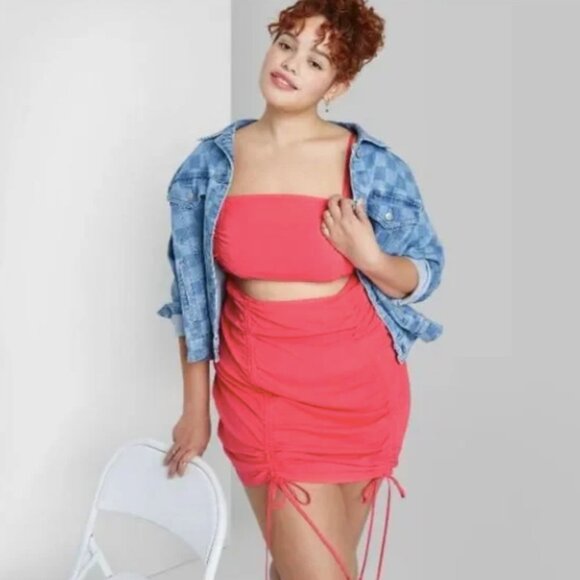 Wild Fable Pink Sleeveless Cut Out Rouched Front Bodycon Dress | Size M | NWT - Picture 1 of 6